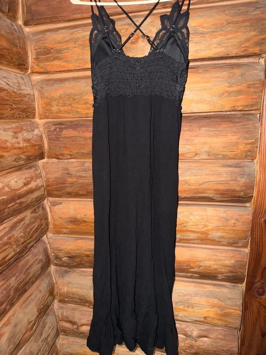 Rue 21 Black Lace Bodice Maxi Dress with Spaghetti Straps-SizeM - Picture 3 of 7